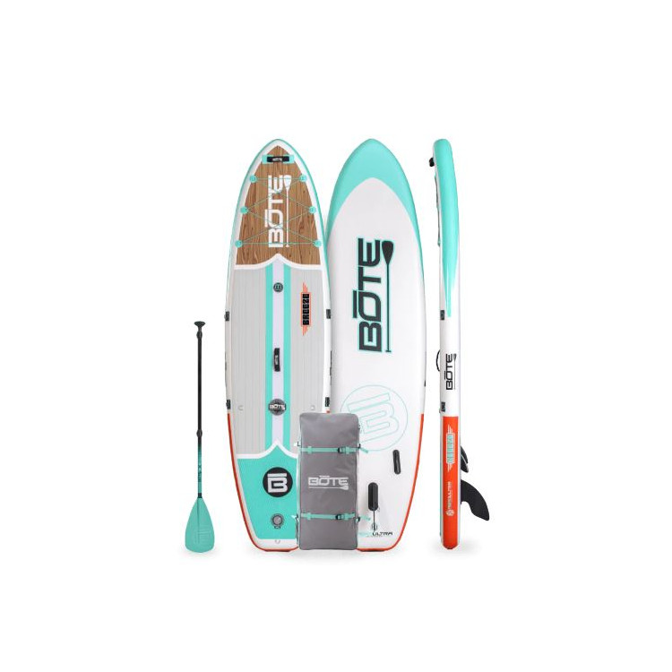 Bote Breeze Aero Inflatable 10’8″ SUP Stand Up Paddleboard with Paddle in Classic, 108IBR