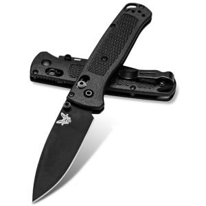 Benchmade Bugout Non-Serrated Black DLC Drop Point - Axis Lock/Thumb Stud