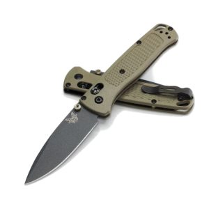Benchmade Bugout Non-Serrated Gray Cerakote Drop Point - Axis Lock/Thumb Stud