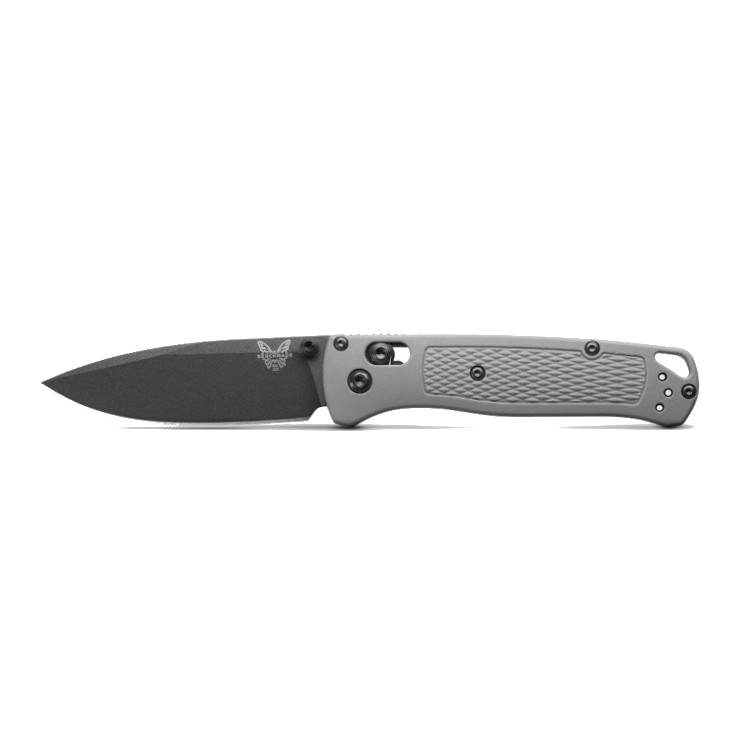 Benchmade Bugout Storm Gray w/Tungsten Grey Coated Non-Serrated Drop Point