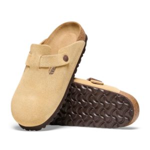 Birkenstock Boston Suede Leather Clog | Latte Cream | Narrow - Women's (1026164)