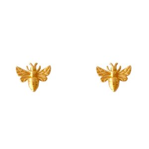 Bronwen Tiny Charm Post Earrings - Honey Bee, Silver