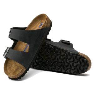 Birkenstock Arizona SFB Oiled Leath Sandal | Black | Reg Width - Men's (0752481)
