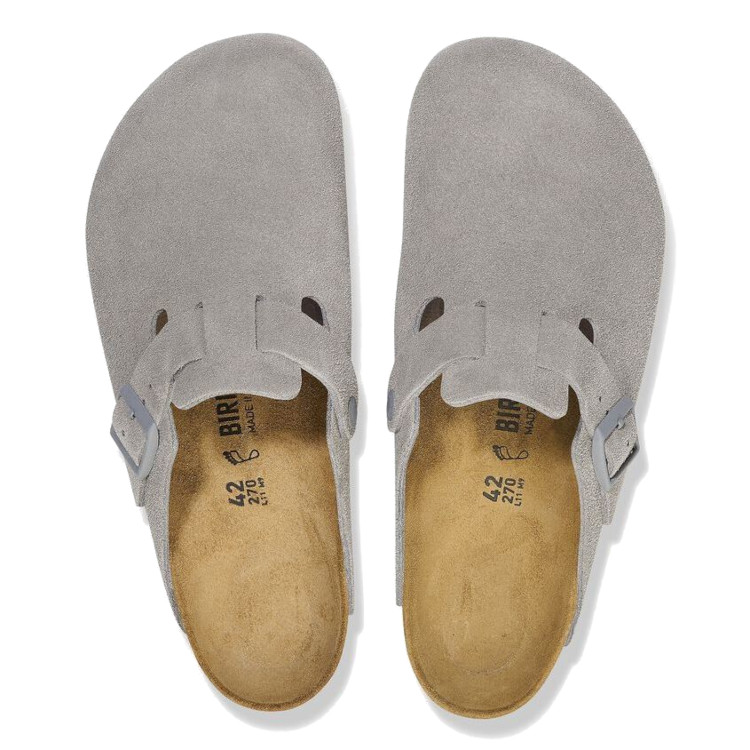 Birkenstock Boston Suede Clog | Stone Coin | Narrow - Women's (1027751)