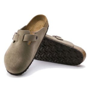 Birkenstock Boston SFB Suede Leather Clog | Taupe | Narrow - Women's (0560773)