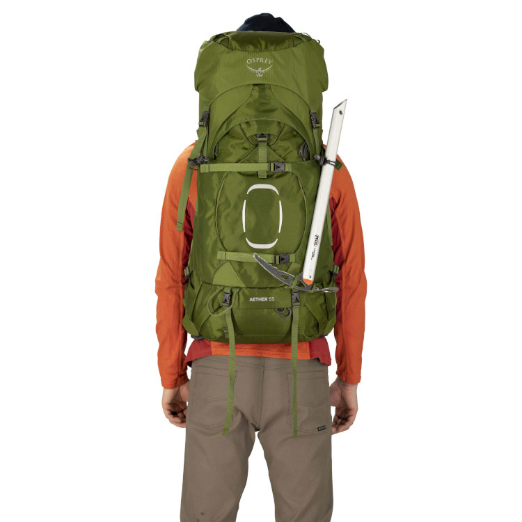 osprey aether 55 men's backpacking pack 55L & Aether 65L Fly shoulder straps and hipbelt provide a personalized fit Aether 55 Men's Backpacking Pack